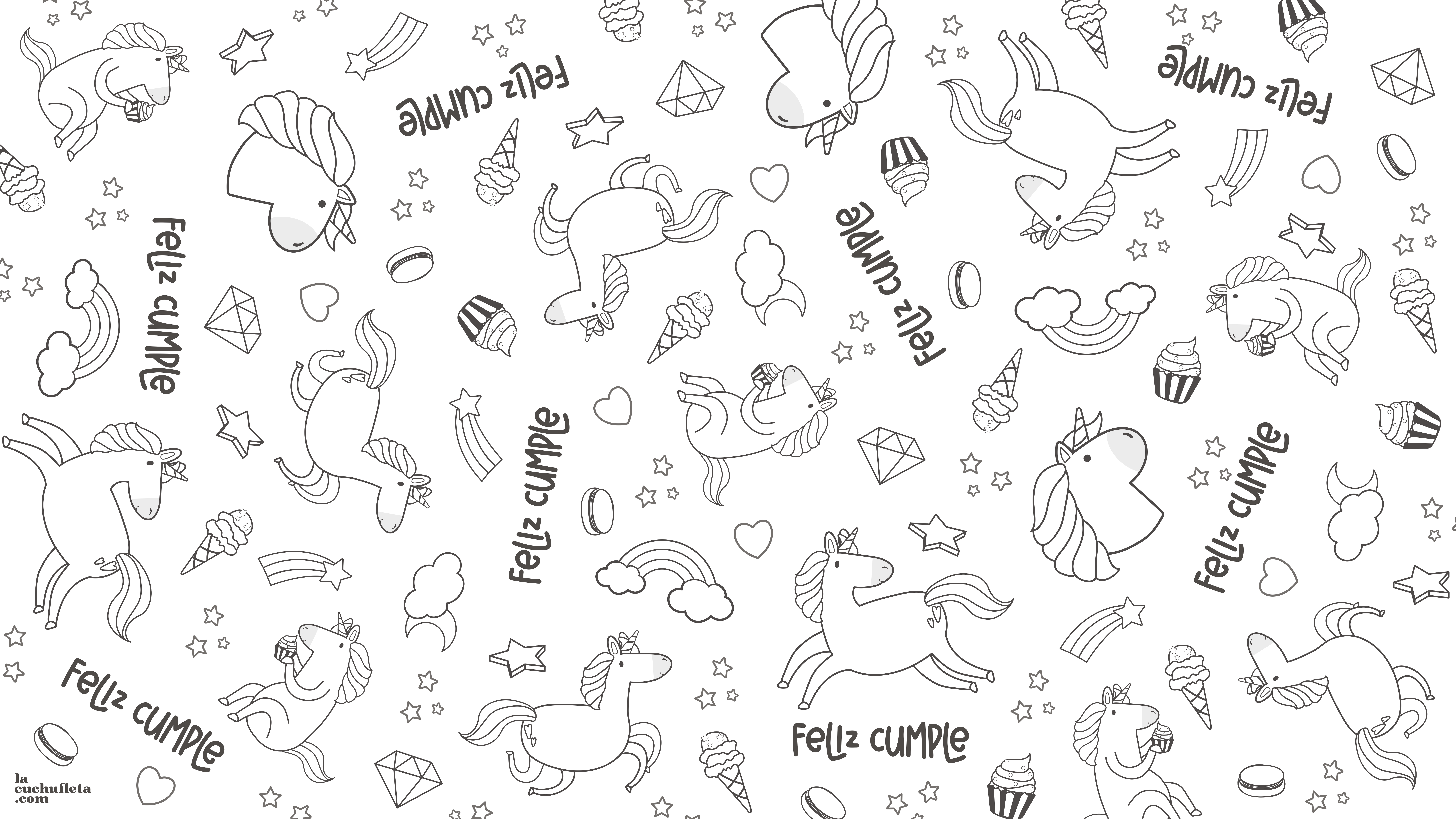 Mantel para colorear cumpleaños - Unicornios - 90x160cm