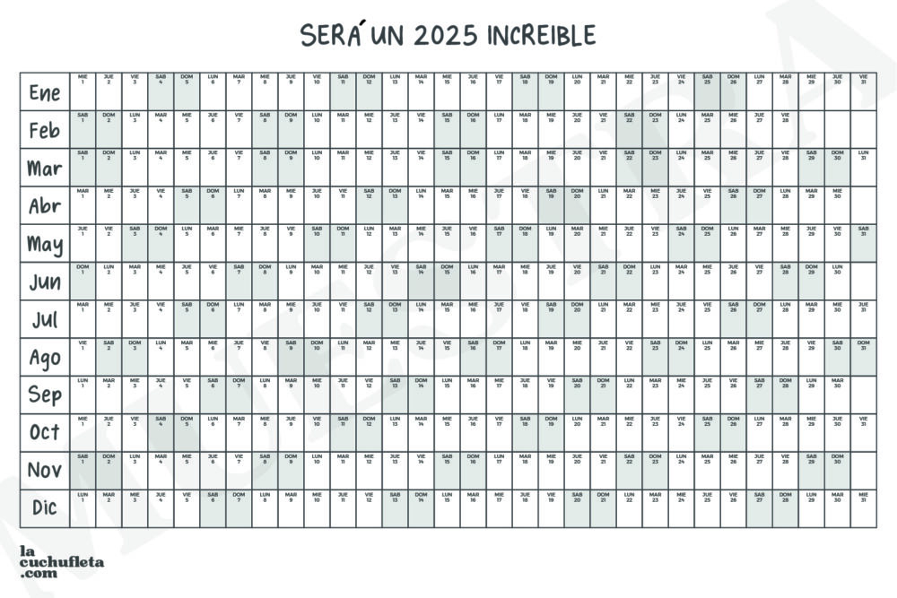 Calendario anual 2025 | 60x90 cm