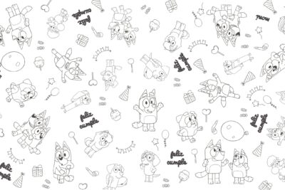 Mantel para colorear cumpleaños - Bluey - 90x160cm