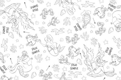 Mantel para colorear cumpleaños - Sirenita - 90x160cm