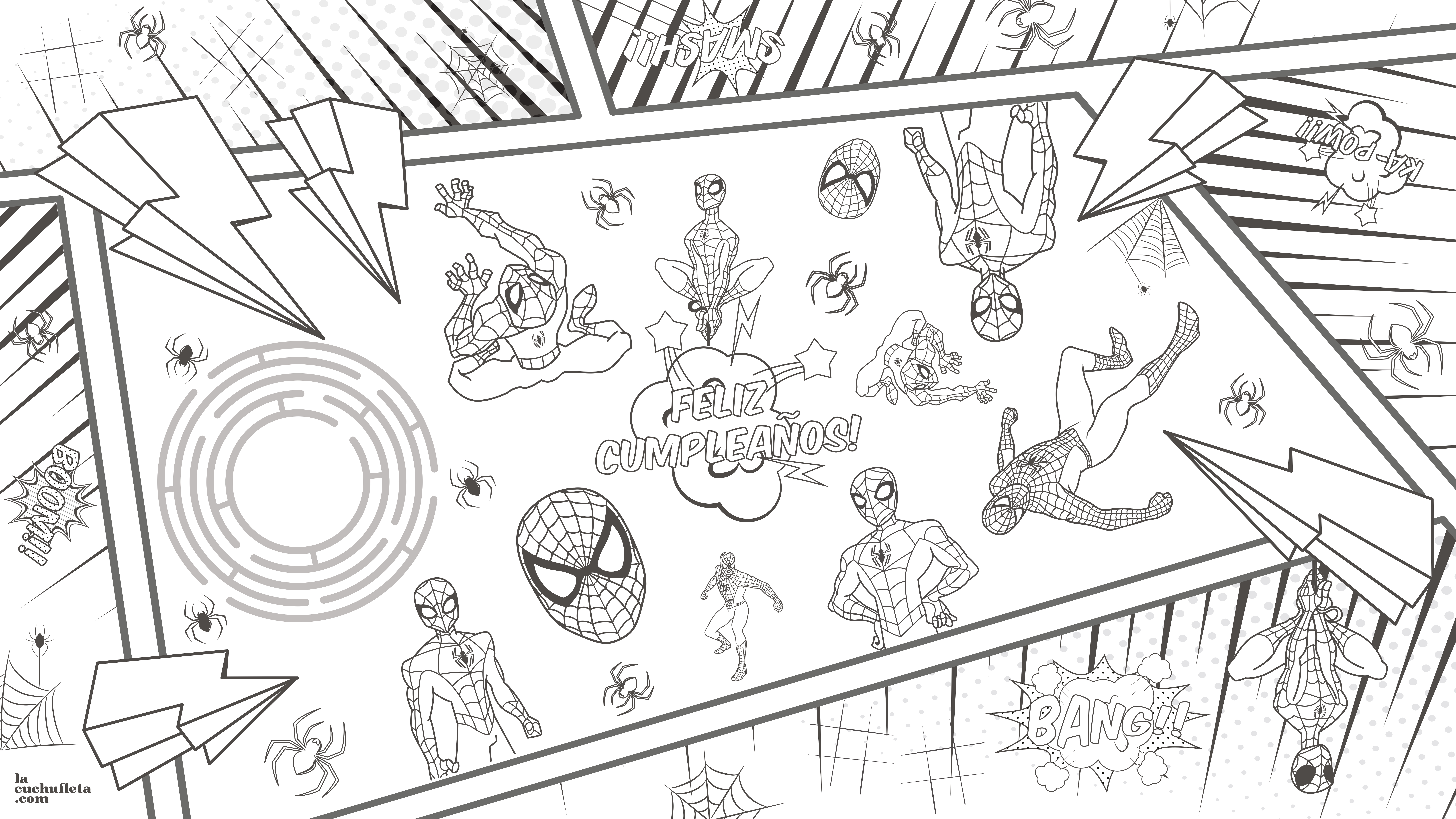 Mantel para colorear cumpleaños - Spiderman - 90x160cm